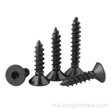 Black Zinc Hex Socket Flat Head Tapping Skru